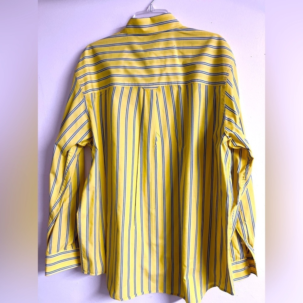 Chaps Easy Care Men’s Long Sleeve Dress Shirt, XL, Yellow/Blue, Striped - Picture 2 of 4